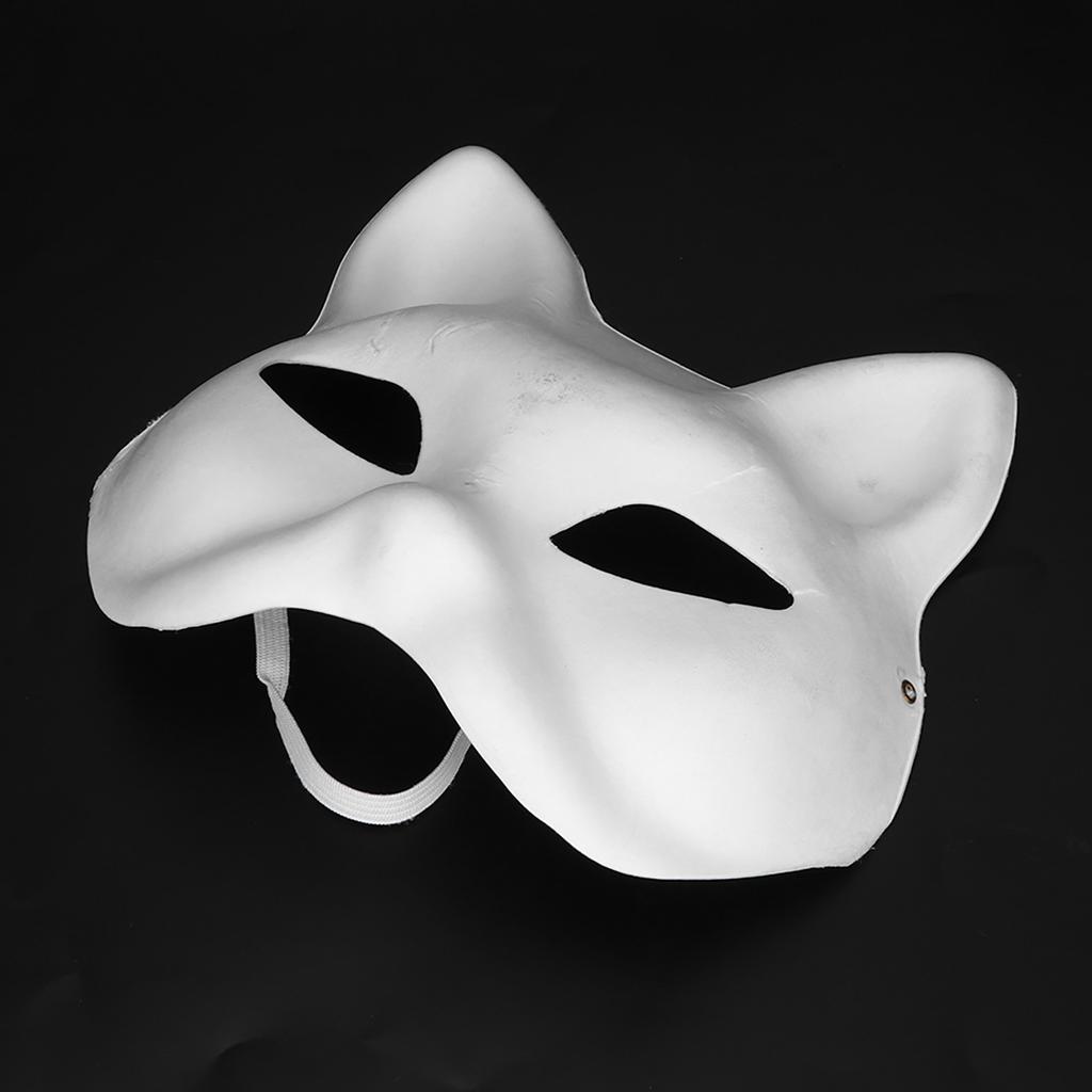 5 Pcs White Mask Adult Blank DIY Drawing Mask Halloween Costume Party Accessory(Cat Face)