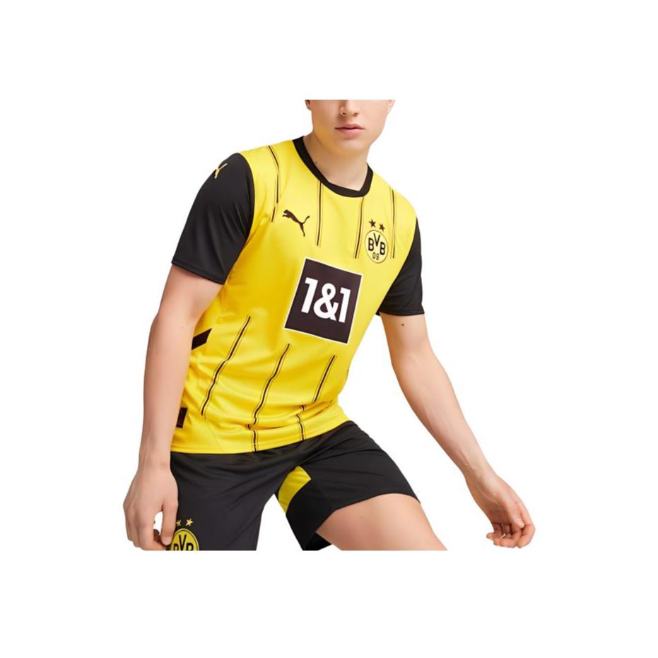 Puma Borussia Dortmund 24-25 Season Football Series SS24 Comfortable Crew Neck Short Sleeve T-Shirt Men Tops Yellow 774945-01