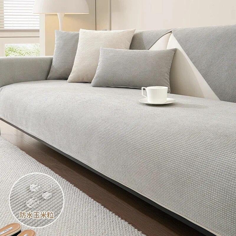 Waterproof Corn Grain Sofa Cover Non-Slip Modern Couch Cushion Solid Living Room Armrest Covers