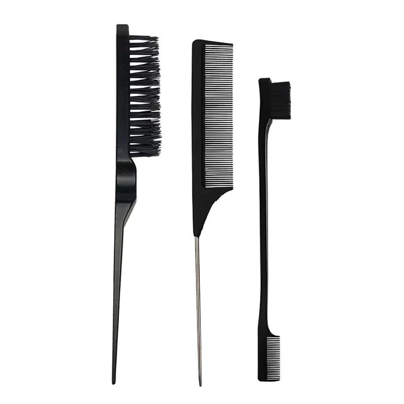 3pcs/set Hair Coloring Brushes Combs Pointed Tail Hairdressing Comb Double Comb Three Rows of Styling Brush Eyebrow Brush Tools