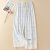 Women's Summer Floral Lace Cotton Pajama Pants - Lightweight, Loose-Fit, Versatile for Home or Outdoors