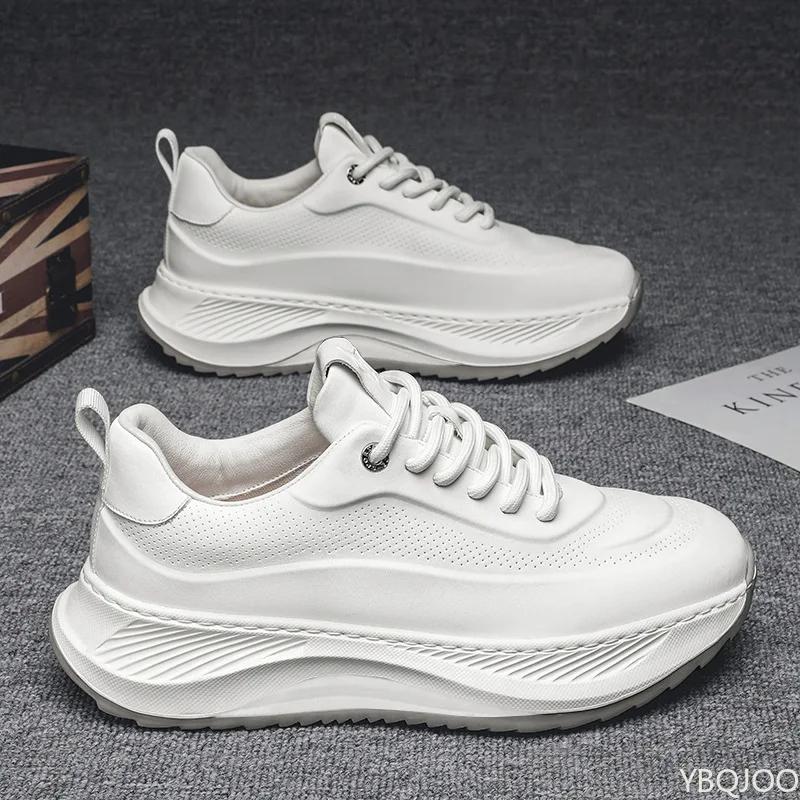 Fashion Men's Summer leather sneakers Trendy versatile dad shoe Casual non slip running shoes Fashion height increasing Male shoes Homme