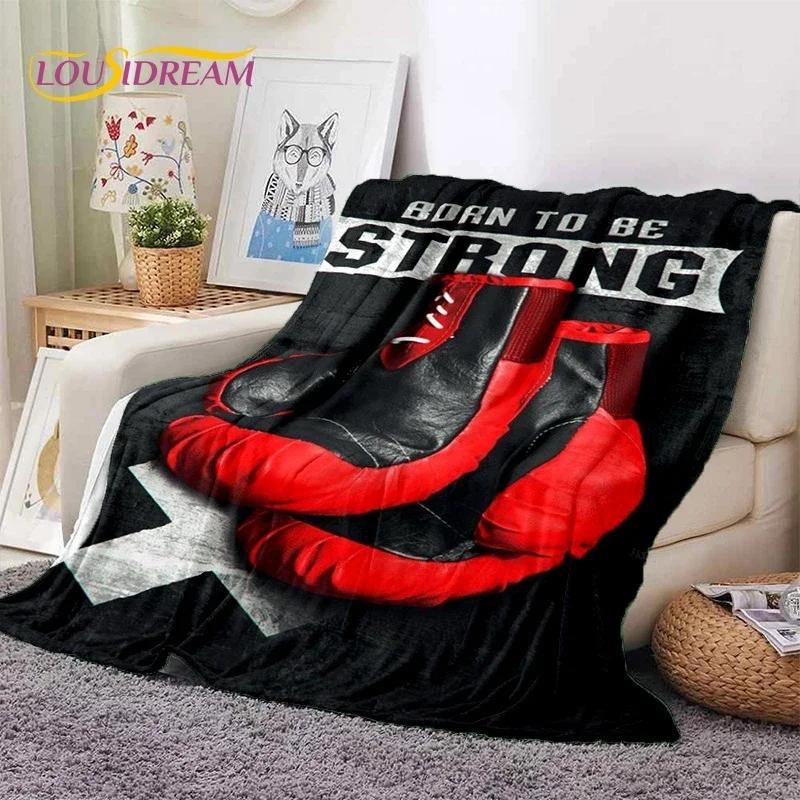 Guantoni da Boxe Pugile Combattimento Cartone Animato Morbida Coperta di Flanella per Letti Camera da Letto Divano Picnic, Coperta Plaid per Coprire Tempo Libero all'Aperto Regalo