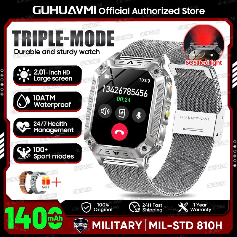 Orologio Smart Sportivo da Uomo per Esterni Batteria Grande 1400mAh Impermeabile Chiamata Vocale Musica Ossigeno nel Sangue Sport Smartwatch uomo donna Fitness