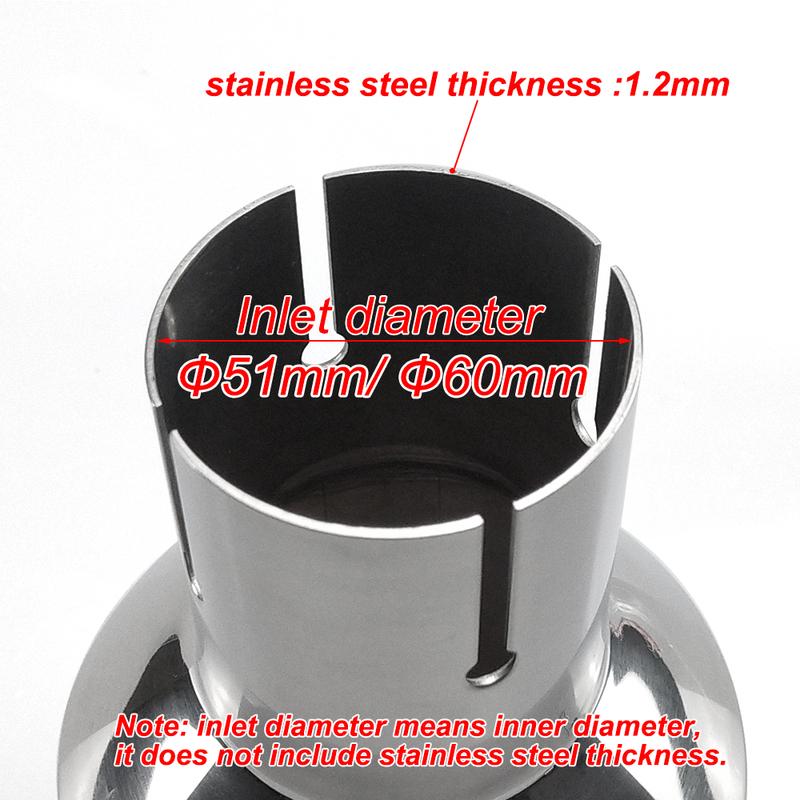 1 Piece 114mm Outlet Universal Modification Car Accessories Silver Curly Flange Muffler Exhaust Stainless Steel Tip End Pipe