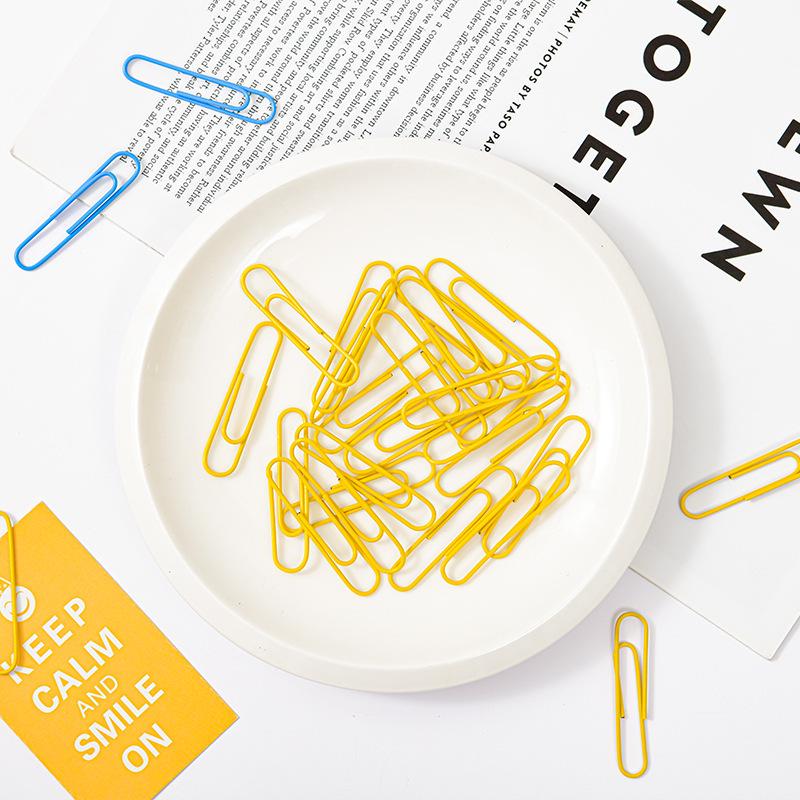 Mixed Size & Color Plastic-Coated Paper Clip Set - 6 Colors