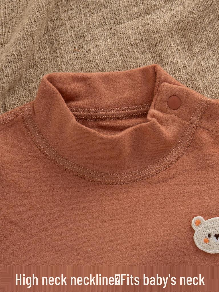Baby Unisex Fleece Bodysuit: Autumn/Winter Thick Snap-Crotch, High-Collar, Long-Sleeve