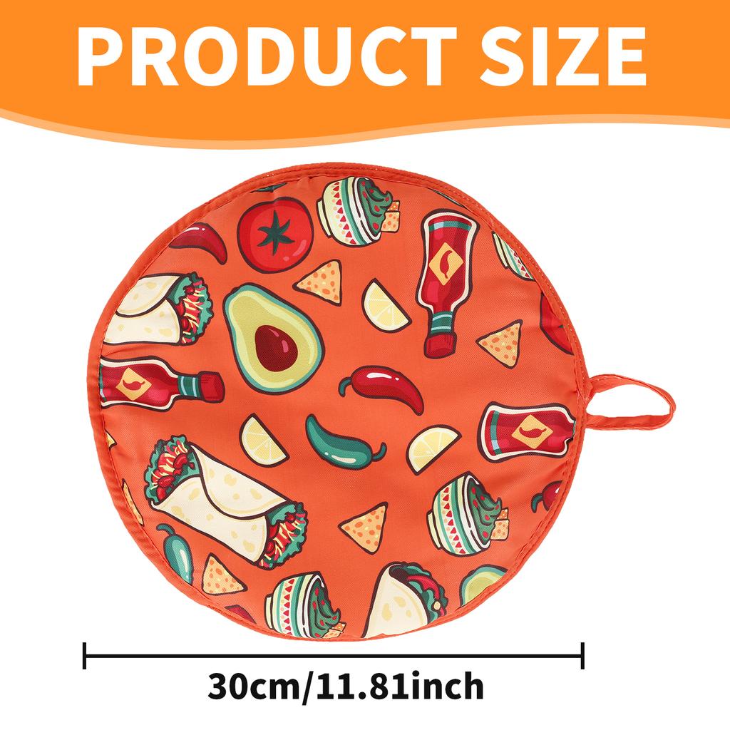 1/2Pcs 12inch Burrito Warmer Bag Circular Cloth Bag with Handle Insulated Microwave-Safe Fabric Holder for Pizza Bread Flour