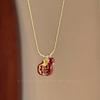 Pomegranate Ripe Festive Red Necklace Women'S Stacked Collarbone Chain High-End Light Luxury Niche Accessories Sweater Chain