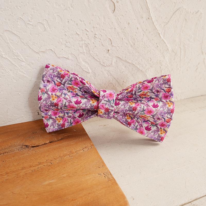 MUTTCO Light Purple Blooming Mountain Flowers Pet Collar with Bow Tie UBT-188 L (11*6CM)