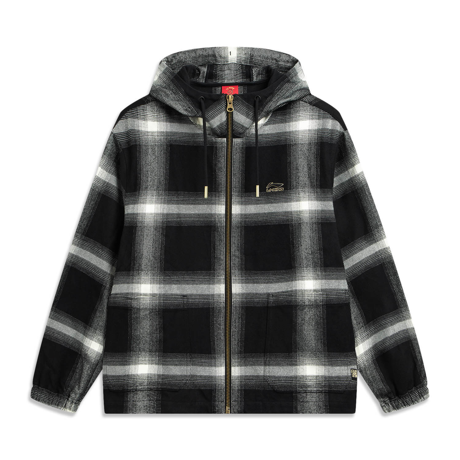 Li-Ning CNY Horse Year Plaid Zip Hooded Long Sleeve Shirt Men AFDW137-3 M