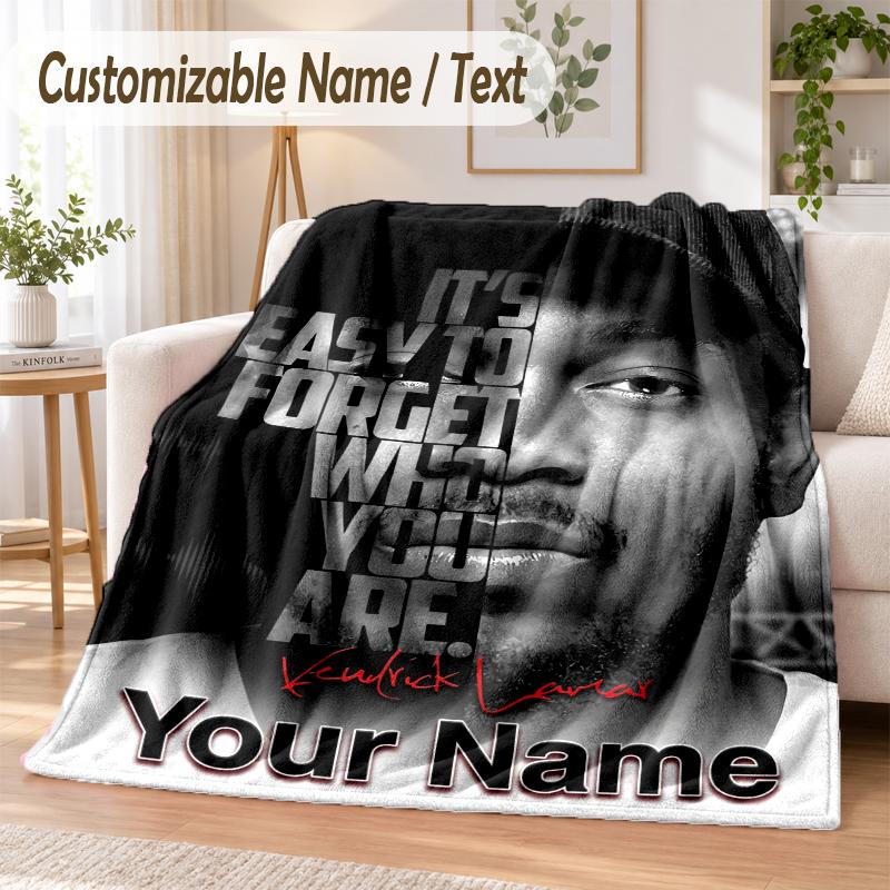 Kendrick Lamar Custom Name Flannel Throw Blanket Soft Warm for Sofa Bed Indoor Home Use