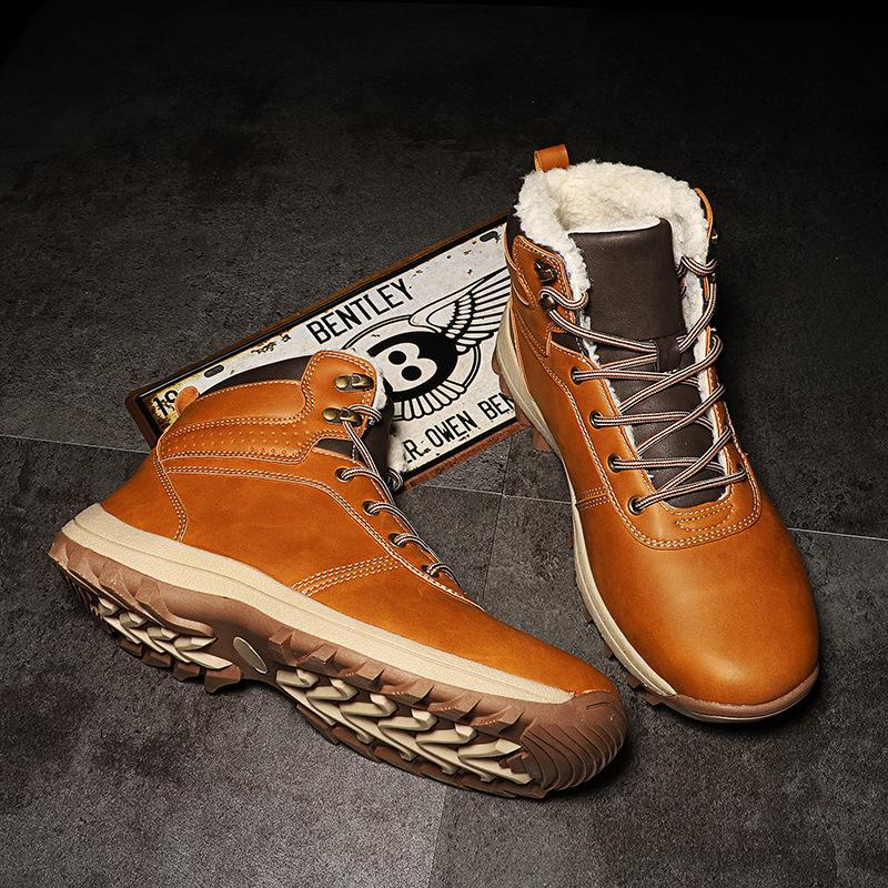 Fashion Warm Men Winter Boots Big Size Men Boots Fur Plush Snow  Waterproof Winter Shoes For Men High Top Outdoor Shoes
