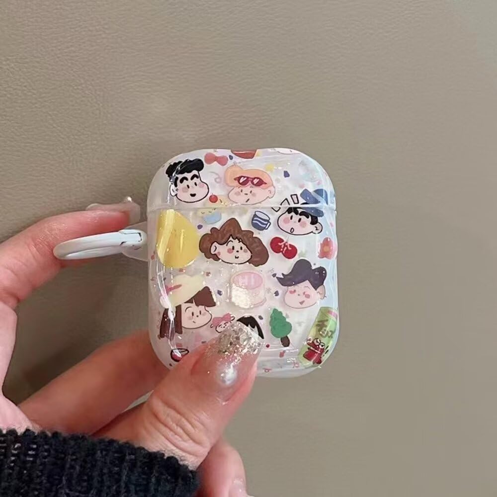 Crayon Case for AirPods 1 and AirPods 1st and 2nd Generation AirPods Cute Keychain Full Protection for AirPods Shin-chan 2, Cover, Included,