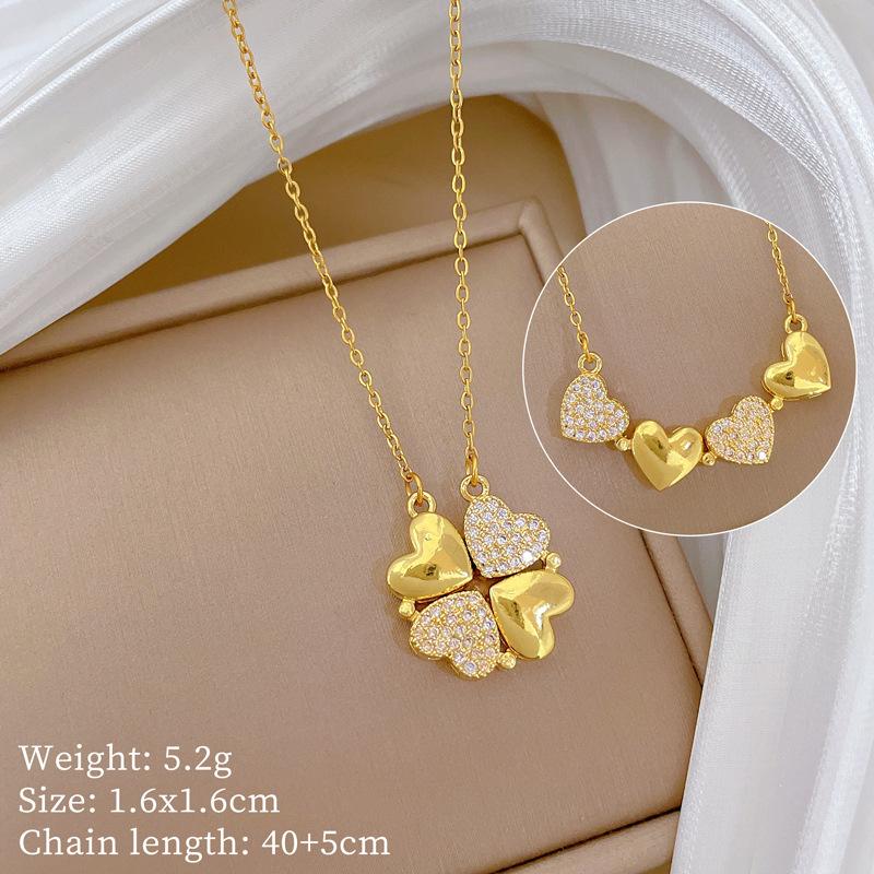 Multi-Element Style Copper Micro-Inlaid Necklace Combination Female Real Gold Electroplated Exquisite Collarbone Chain