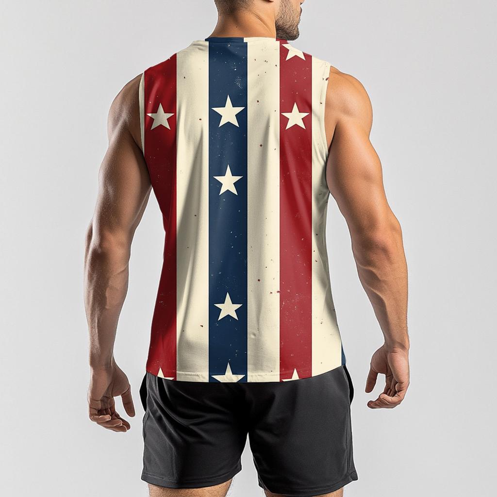Men's Athleisure Independence Day Printed Sleeveless Vest