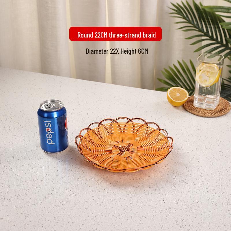 

Кругла плетена кошик для попкорну, картоплі фрі, фруктів, закусок та іншого - з трирядним краєм