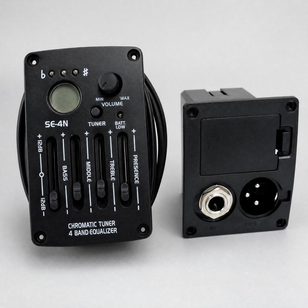 SEN44N Acoustic Guitar Pickup System Low Indicator 4Band Tone Control with Digital Tuner