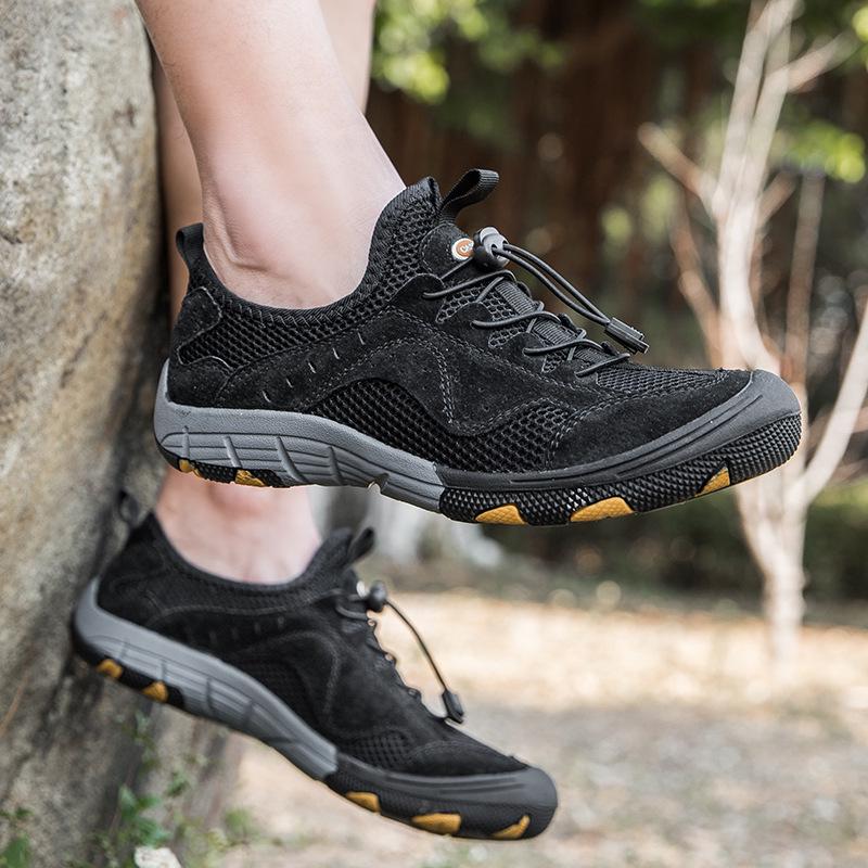 Men's Summer Breathable Odor-Resistant Mesh Leather Non-Slip Hiking & Outdoor Sports Shoes
