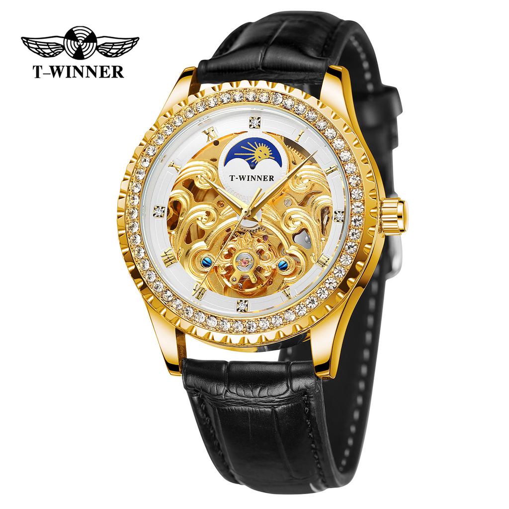 T-Winner Hollow Men'S Automatic Mechanical Watch Watc Belt Mechanical Watch