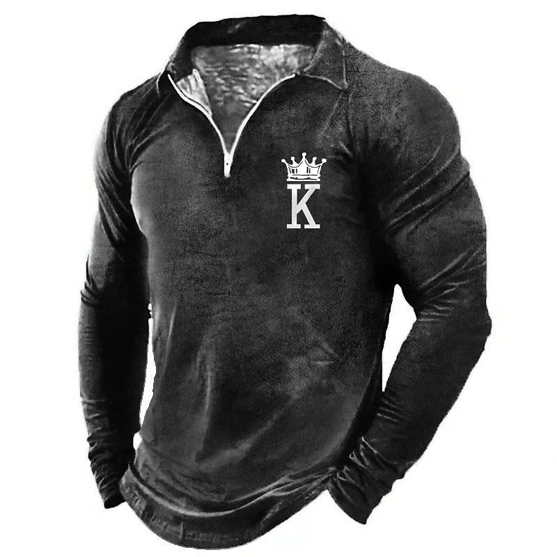 New POLO Shirt Zip Long-sleeved Lapel Men's Sweatshirt Casual Tops Tide