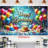 2D Flat Banner, 1 Piece. Birthday Happy Banner - Made of Durable Polyester Material, for Decoration During Birthday Part