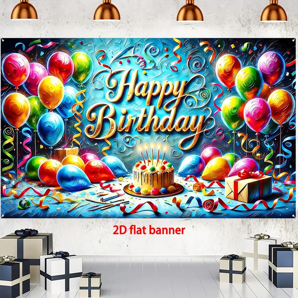 2D Flat Banner, 1 Piece. Birthday Happy Banner - Made of Durable Polyester Material, for Decoration During Birthday Part