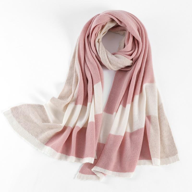 Autumn and winter pure wool women's scarf fresh and sweet knitted contrasting shawl warm versatile extended scarf