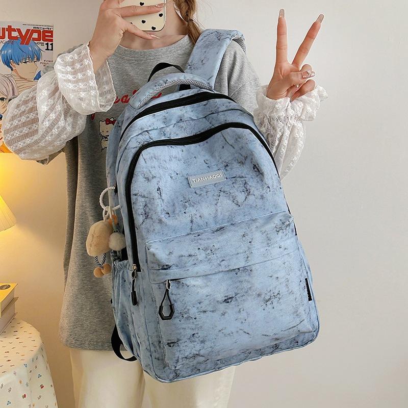 Schoolbagins niche new campus schoolbag tie-dye fashionable wear-resistant dirt-resistant backpack large capacity simple versatile backpack