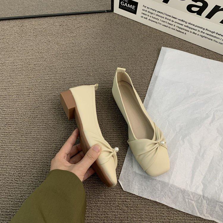 French Square Head Shallow Mouth Flat Shoes 2025 Spring New Late Evening Breeze Gentle Pregnant Women Soft Sole Single Shoes Popular Women's Shoes