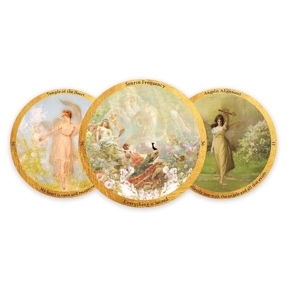 Kancharo 40-Card Oracle Card Set, Tarot Card Reading [Angelic Realms Oracle], Includes Japanese Oracle Card Basic Instructions & Pouch (Authentic)