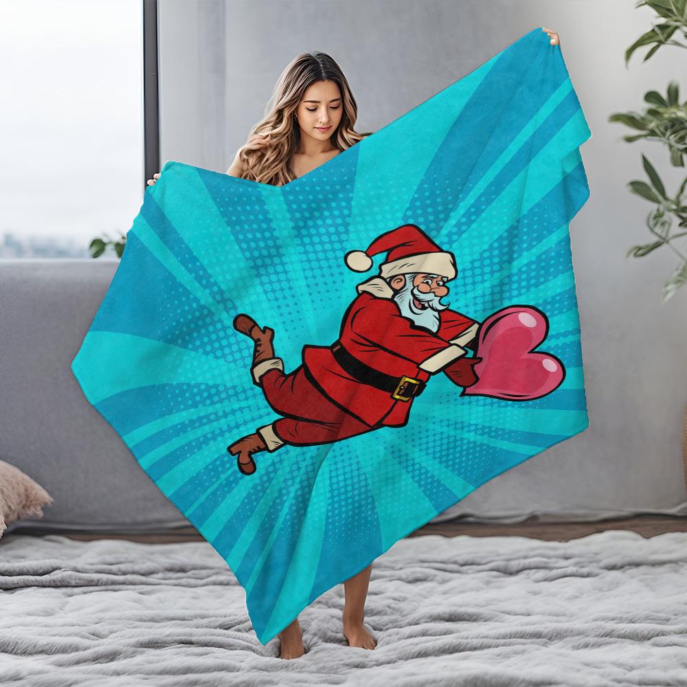 Santa Claus Throw Blanket Festive Holiday Gift Cozy Fleece Blanket Christmas Home Decor Unique Gift Idea Warm Decorative Throw