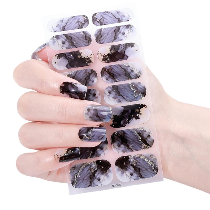 

No Cure Nail Wraps Full Coverage Quick Application Natural Glossy Long Lasting Waterproof Safe for Various Occasion