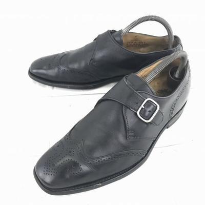 Charles Tyrwhitt England Leather Monk Strap 25.5 Black Full Brogue Goodyear Welt(USED)