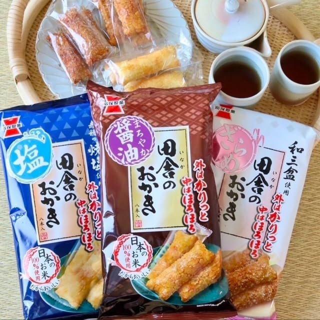 Iwatsuka Seika Inaka no Okaki Zarame Crackers, 12 Packs (96 Crackers Total)