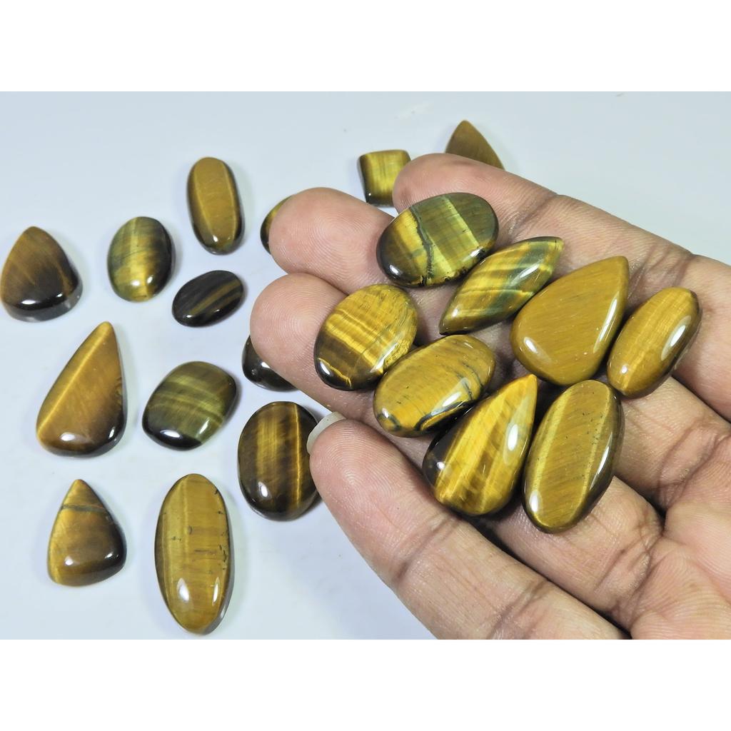 315Cts. Natural Tiger Eye Mix Cabochon Loose Gemstone 23Pcs Lot 14-28 MM C-736