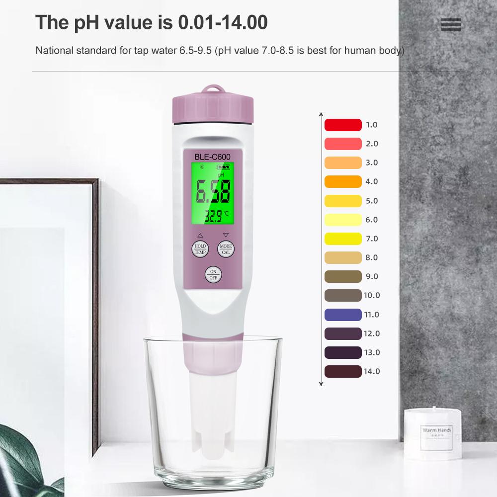 Newest Blue Tooth 7 in 1 PH Meter PH/EC/TDS/ORP/SALT/S.G/TEMP Online Monitor APP Intelligent for Drinking Aquarium Water Tester