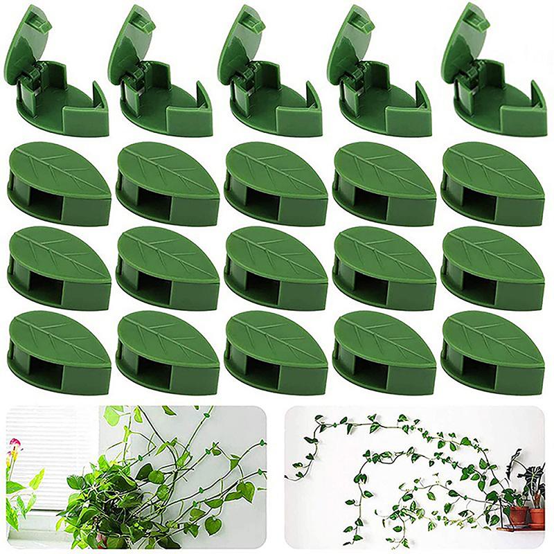 10Pcs Plant Stand Green Leaf Clip Self Adhesive Plant Clip Home Garden Vine Invisible Climbing Wall Stand Hook Plant Clip A