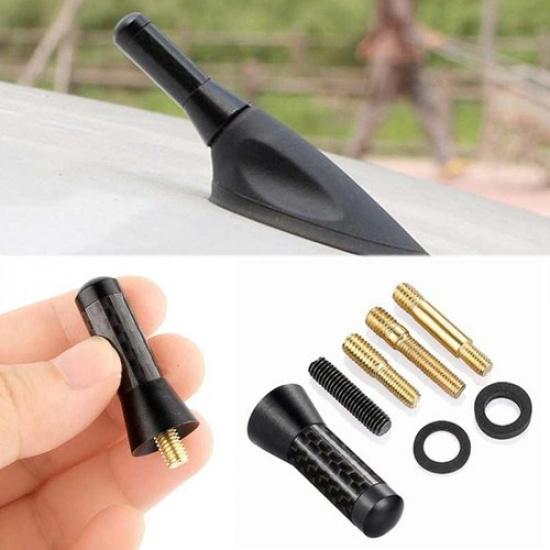 

1.4inches Fiber Antenna Carbon Car Radio FM Antena Black Kit Screws Universal