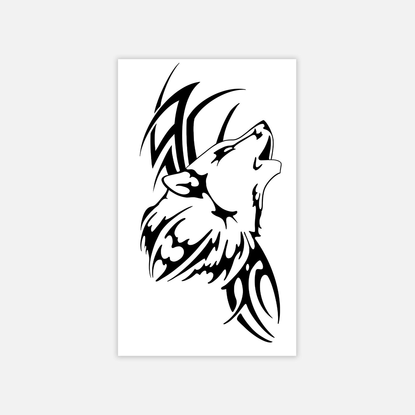 Wolf Head Blade Domineering Tattoo Sticker Niche Arm Neck Tattoo Sticker 6*10