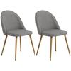 Pack Of 2 Dining Chairs Upholstered Linen Fabric Kitchen Chairs With Steel Legs Load 120 Kg 50x52x83 Cm Gray