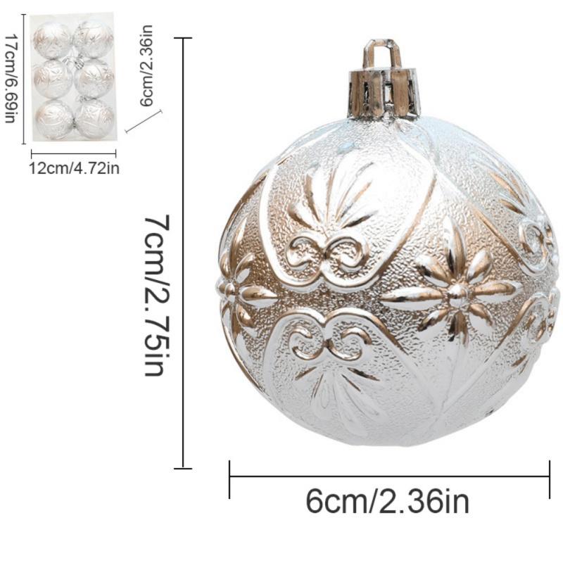 6pcs Christmas Tree Baubles Shatterproof Xmas Tree Decorations Christmas Balls Ornament Hanging Pendants Holiday Party Decor