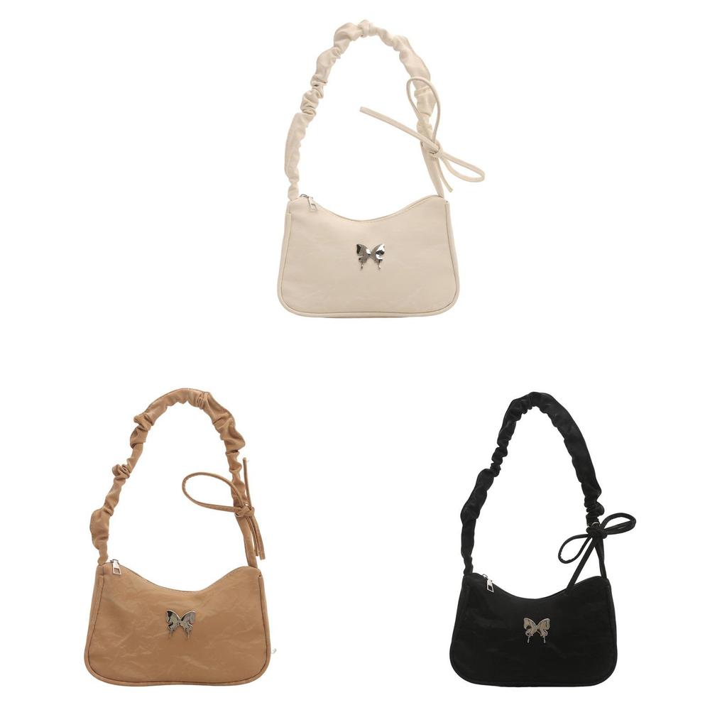 Street Style Small Crossbody Bag With Wrinkle Design And Polyester Interior For Casual Outings