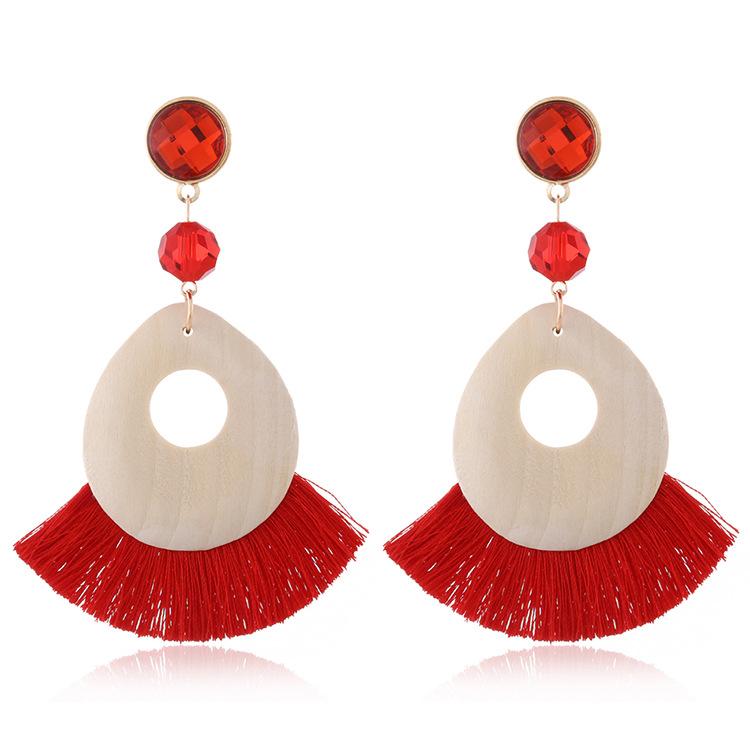 

JMXD-этнический стиль Серьги-бревна для женщин, серьги-подвески с бахромой красный