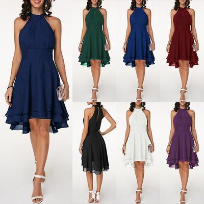 Women Chiffon Wedding Dress Bridesmaid High Low Evening Party Formal Dress
