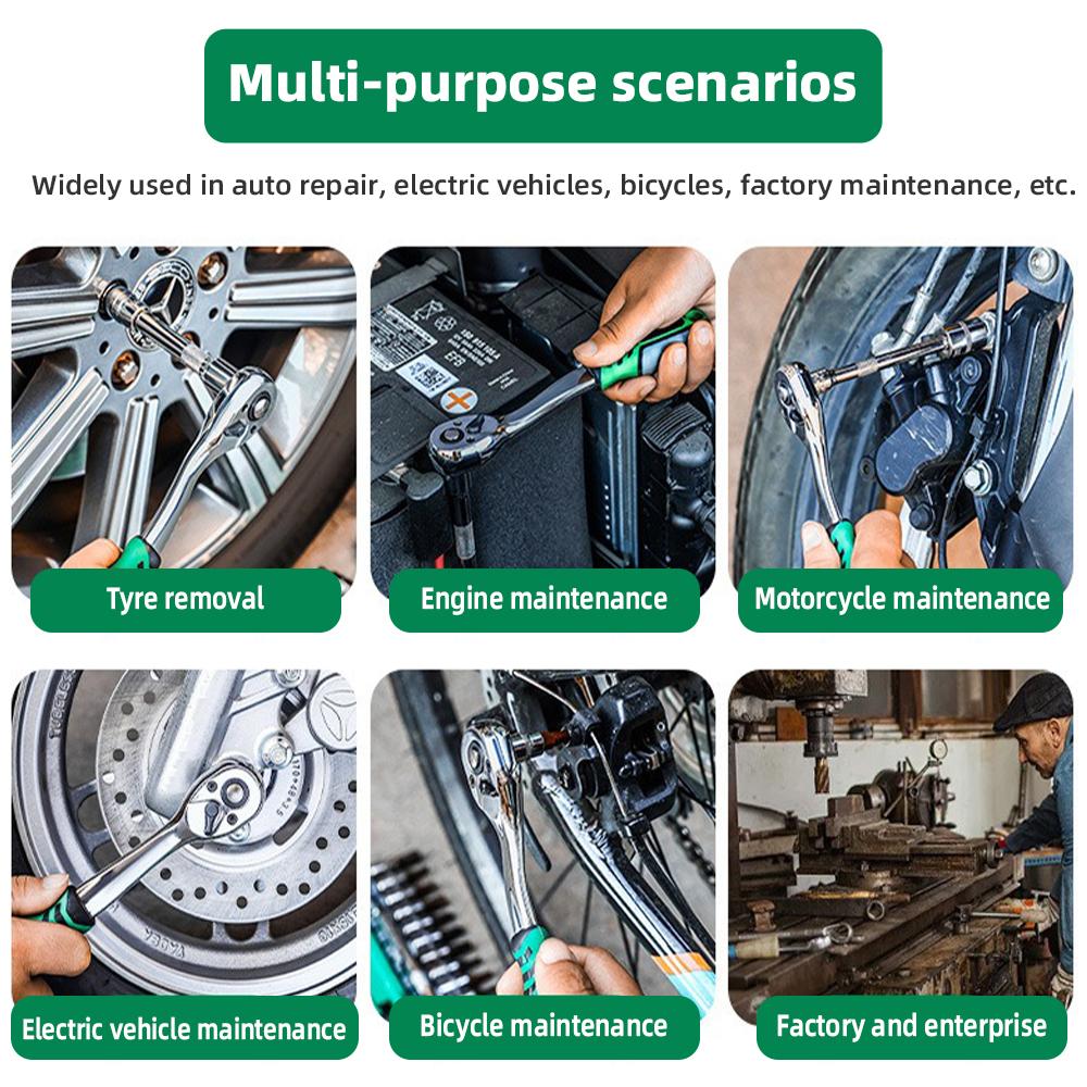 12/21pcs  Spanner Wrench Box Car Socket 1/4" 3/8" Spanner Kit Tools Repair Ratchet Set Bike Car Socket Spanner Repairing Kit