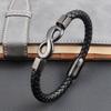 Punk Men Infinite Symbol Hand-woven Leather Bracelet High Quality  Leather Men Bracelet Pattern 8 Bangle Trendy Male Jewelry