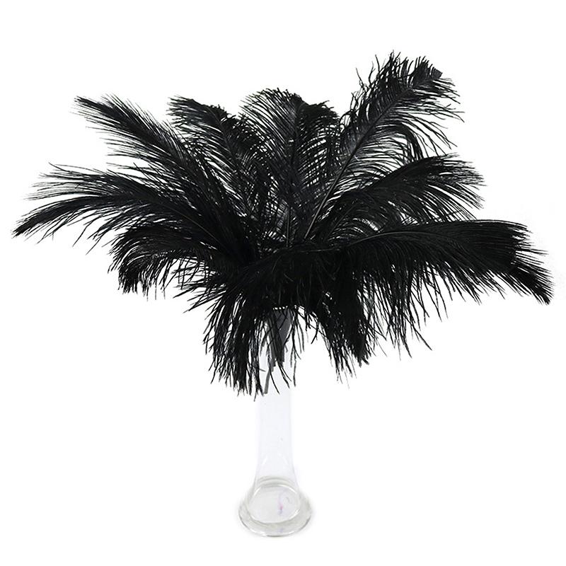10Pcs 15-20cm Ostrich Feathers Plume Craft Centerpiece Wedding Party Decor Black