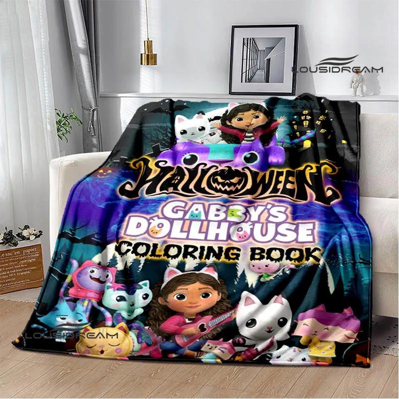 Gabby's Dollhouse Cute Anime Printed Blankets Picnic Blanket Flannel Warm Blanket Travel Blankets Bed Linings Birthday Gift