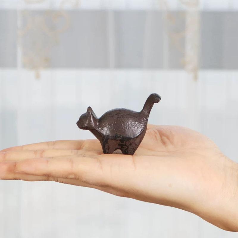 Vintage Gusseisen Katzen-Skulptur - Miniatur-Tierfigur Für Haus-, Büro- und Gartendekoration | Rustikaler Bücherregal-Akzent